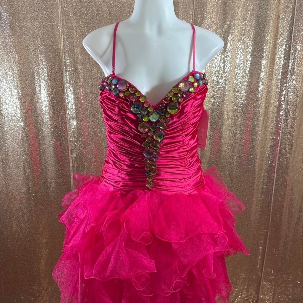 Pink beaded sequin dress with ruffled tulle skirt #glamour #party /Size XL